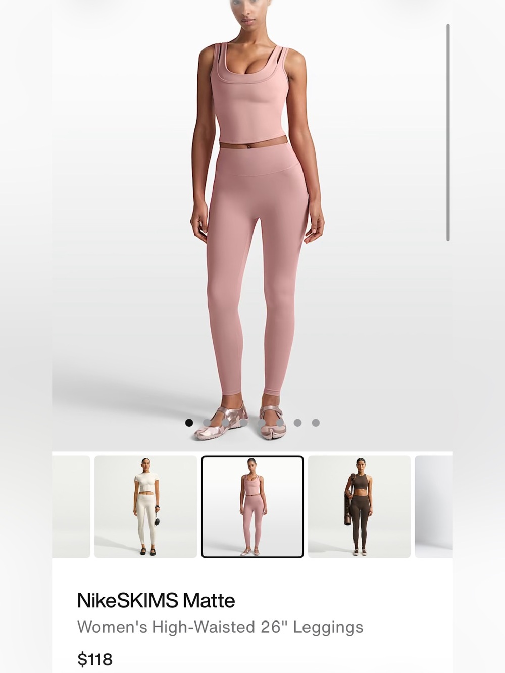 NikeSKIMS Matte High-Waisted 26" Leggings Himalayan Pink Rare NWT!!